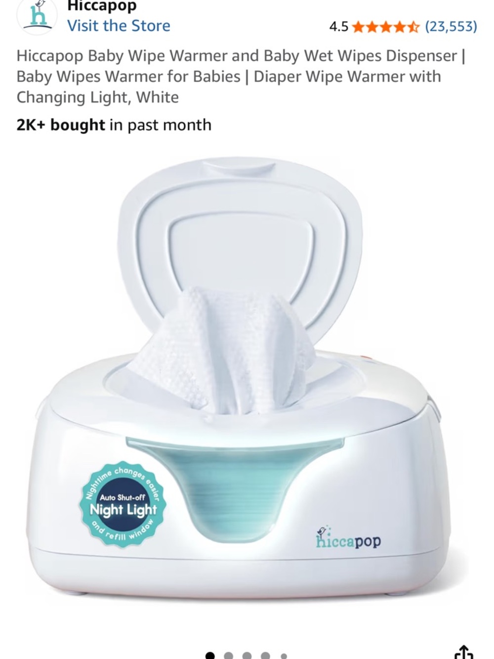 Hiccapop Baby Wipe Warmer & Dispenser – White